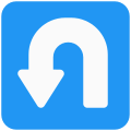 Turn u-turn sign for traffic direction layout icon