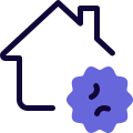 Home Infected with a Corona virus isolated on a white background icon