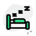 Tourist sleeping in hotel room with Z snoozing layout icon