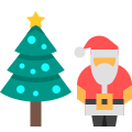 santa-y-arbol-de-navidad icon