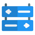 Hospital with arrow direction navigation layout sign board icon