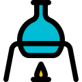 Round body flask on a burning test apparatus icon