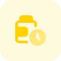 Prescription medication pill bottle to be consumed at certain level of time icon