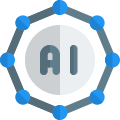 Machine learning Technology with integrated AI isolated on a white background icon