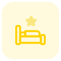 Single star bed of hotel with minimalistic service icon