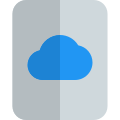 Cloud stored file with online content isolated on a white background icon