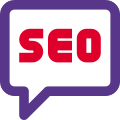 Seo chat and message conversation on chat bubble icon