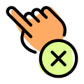 Click on cancel or close with finger touch icon