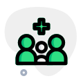 Family medicine system with plus logotype layout icon