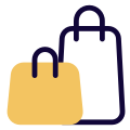 Shopping bag of different size for purchasing items icon