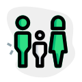 Family of three traveling international or domestic travel via air travel icon