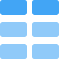 Horizontal block grid in tiles template layout icon