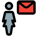 Mail send to businesswoman from company server icon