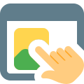 Landing page with a touch enabled screen web browser support icon