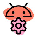 Internal Android operating system settings with cogwheel logotype icon