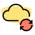 Reload and syncing loop arrows on a cloud server icon