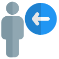 Employee with a left direction arrow indication icon