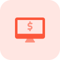 Internet banking and online purchase on desktop computer icon