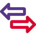Data transfer logotype facing in opposite direction icon