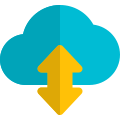 Uplink and Downlink from cloud server isolated on a white background icon