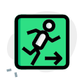 Exit to rescue from a natural calamity of fire icon