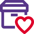 Favorite shipping address with the heart logotype icon