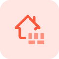 Modern Smart home with Firewall security isolated on a white background icon