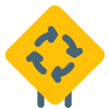 Roundabout of an inner intersection traffic sign board icon