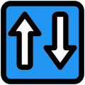 Both way direction traffic incoming and outgoing direction icon