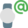 Reading email on smartwatch with at sign icon
