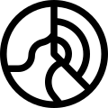 Earth crust layer with side cross-section layout icon