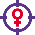 Female candidate to be hired - crosshair target icon