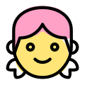 Little girl face pictorial representation with smile emoji icon