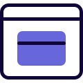 Online purchase with debit or credit card on a private browser icon