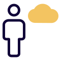 Cloud computing engineer with advance support layout icon