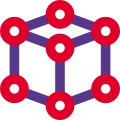 Framework design of cube 3D design shape at every vertices icon