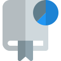 Pie chart graph with book isolated on a white background icon