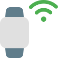 Smartwatch connected to wifi connection isolated on white backgsquare icon