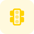 Traffic lights with all three lights isolated on a white background icon