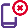 Forbidden to use cell phone with crossed logo icon