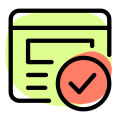 Content verified with a tickmark isolated on a white background icon