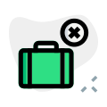 Woman traveling alone with her own luggage bag icon
