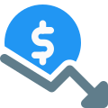 Fluctuating dollar rate in downfall trend performance icon