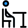 Class room for student studying while sitting on chair icon