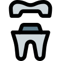 Capping of a tooth or dental crown isolated on a white background icon