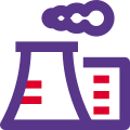 Thermal power plant with smoke coming out of cooling tower icon