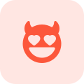 Heart eyes of devil with horns smiling face emoji icon