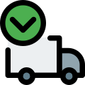 Unloading of shipping items from box truck icon