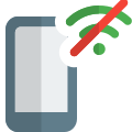 Mobile phone with no wifi or signal unavailable logotype icon