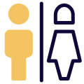 餐厅男性和女性的外部厕所标志牌，餐厅 Solid-tal-revivo icon